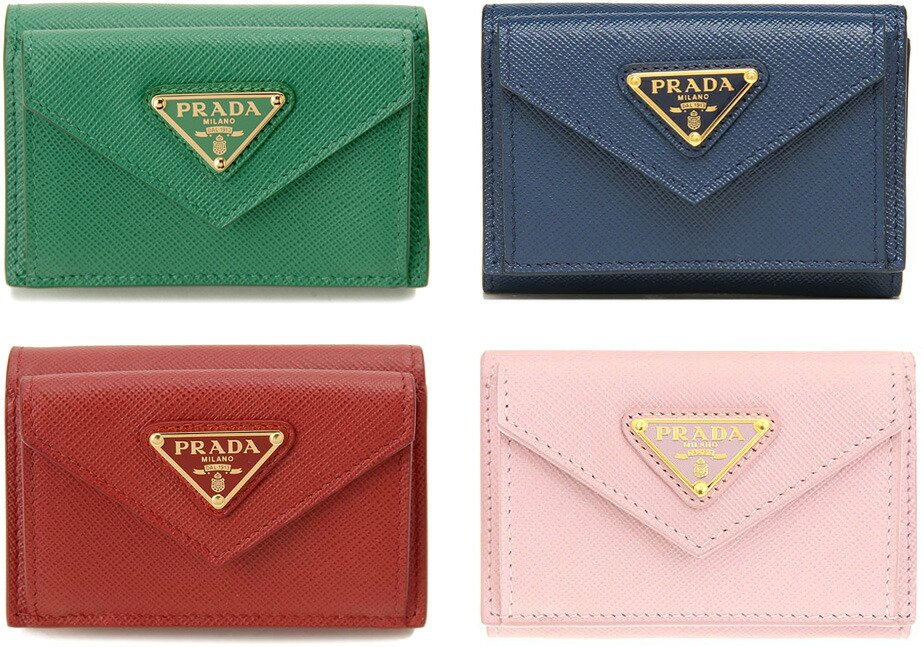 楽天市場】PRADA プラダ 小銭入れ付き3つ折り財布三角ロゴプレート