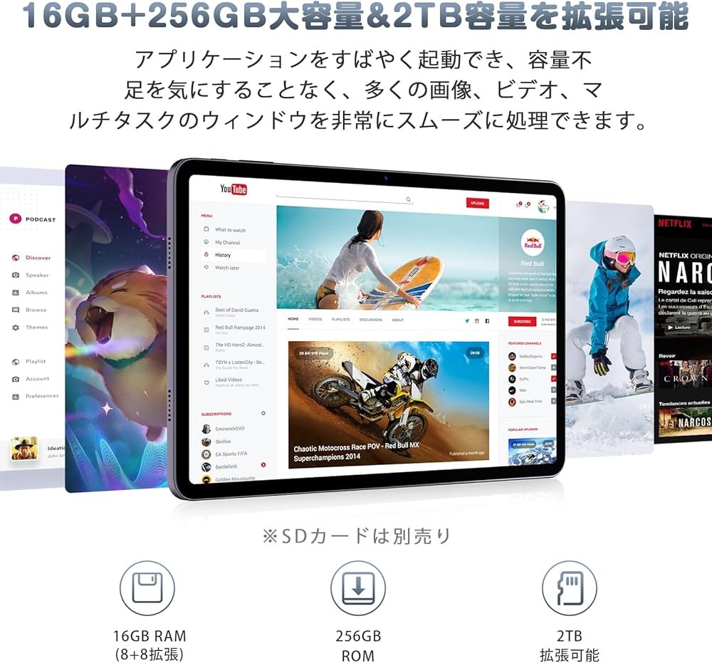 Amazon.co.jp: Android 13 タブレット 12 インチ、16GB RAM(8GB+8GB