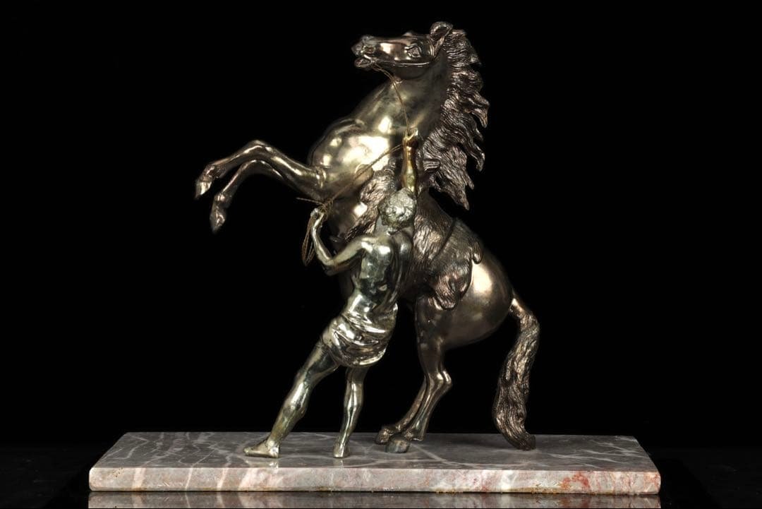 【西洋刻美術】フランス作家 金属彫刻像 『Marly horse マルリーの馬』 Marly Horse with Boy Bronze Statue | World of Bronze