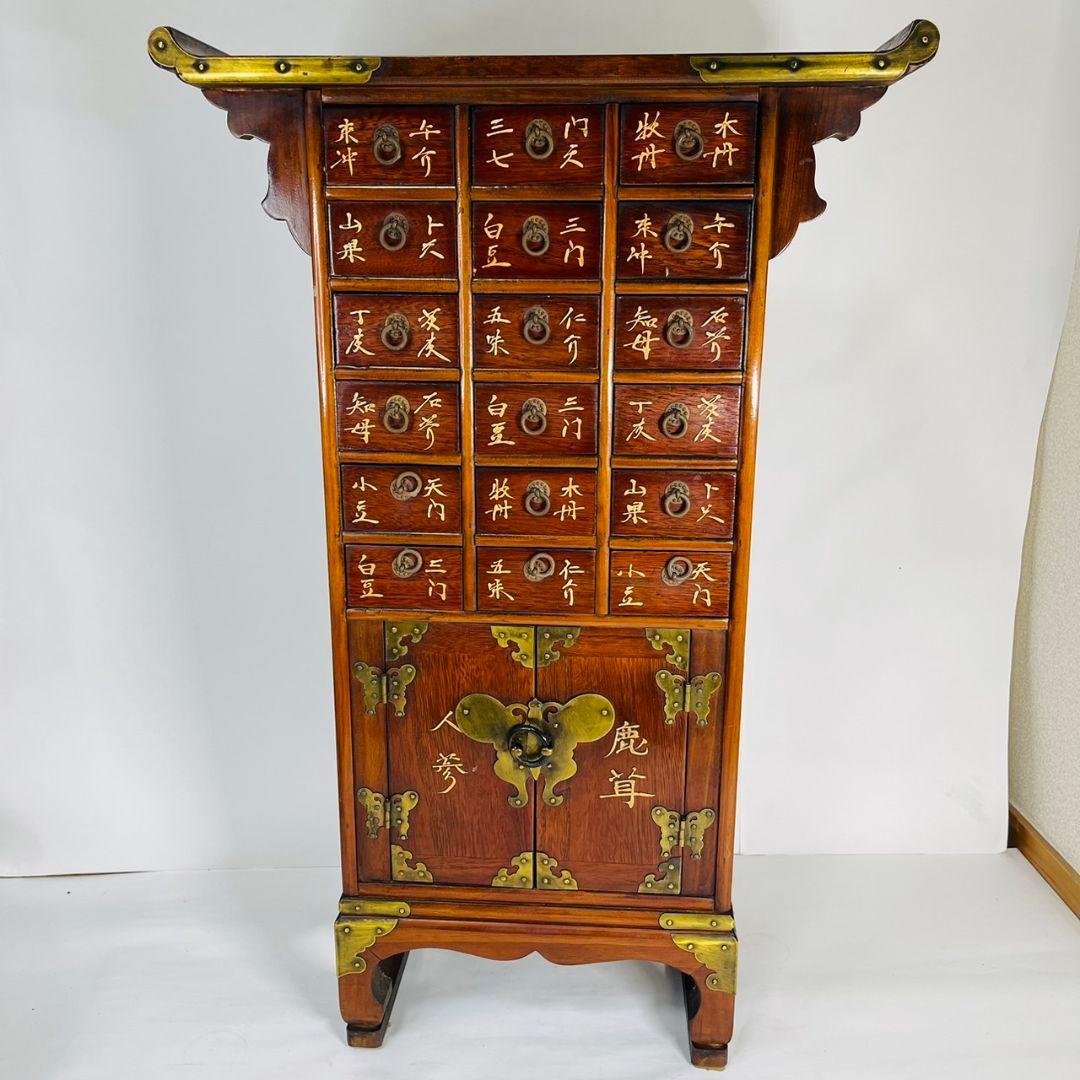 李朝家具　薬箪笥　箪笥　薬棚　ヤクジャン　キャビネット　引出し　小物　朝鮮　韓国 李朝家具 薬箪笥 ヤクジャン 引き出し 収納 時代箪笥 タンス 整理棚 薬